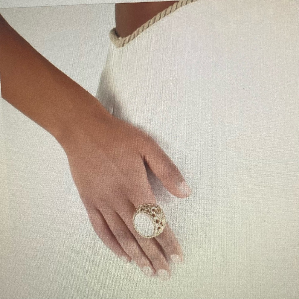 ROBERTO CAVALLI | Mirror Snake Gold Lattice Cocktail Statement Ring Sz 7 NWT